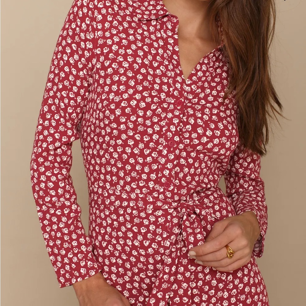 Reformation Brighton Red Floral Women's Dress - Picture 3 of 4